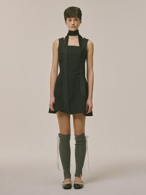 Square Neck Mini Dress Black