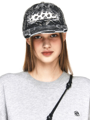Distressed Floral Denim Ballcap