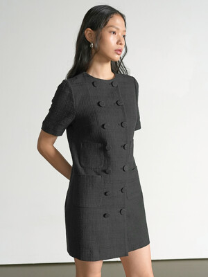 Linen Tweed Dress Black