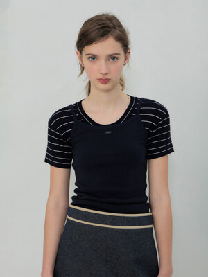 25SS BAILEY HALF SLEEVE KNIT (NAVY)