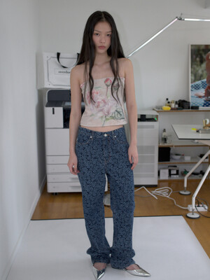 ROSE DENIM PANTS_BLUE ROSE