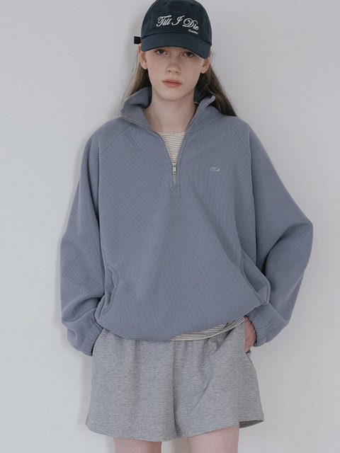 틸아이다이 Waffle fleece half zip-up [TIWT04LT03]_Blue