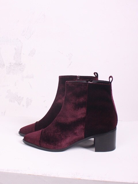 [BH 6170 BG] Middle heel Velvet boots