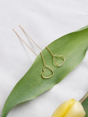 heart line drop earrings 大 (3colors)