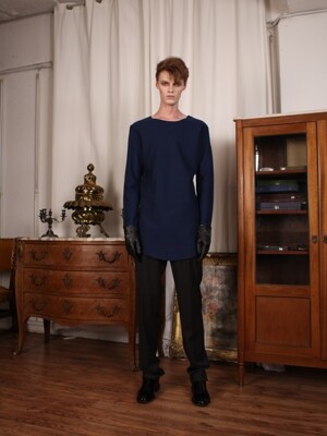 [UNISEX]NAVY WOOL JERSEY TOP