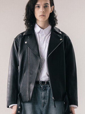 LAMBSKIN OVERFIT RIDER JACKET - unisex