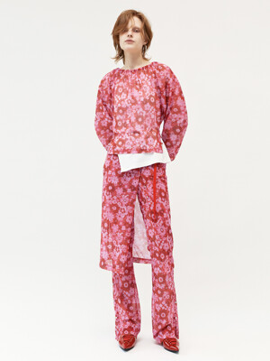 Flower Print Skirt Pants (Pink)