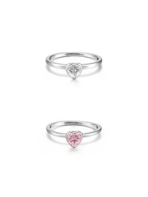 [Silver925]Pink Sapphire Heart Bezel Ring_CR0486