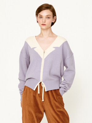 Sailor block cardigan (ash purple)