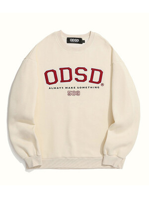 ODSD 아플리케 로고 맨투맨 티셔츠  CREAM