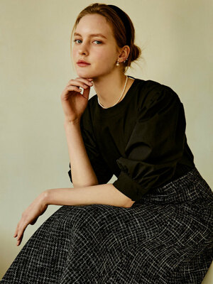 Cotton volume blouse (black)
