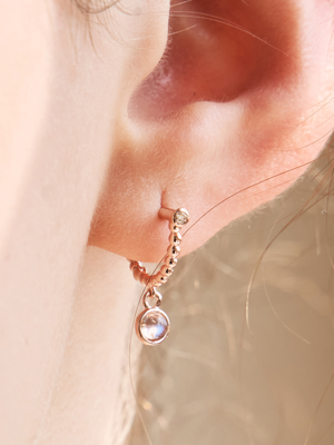 [14K] 문스톤 다이아몬드 하프 원터치 귀걸이