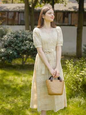 SARAH vintage check dress_beige