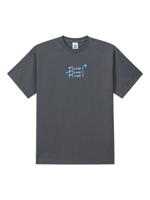 블루 플라워 3 반팔 티셔츠 그레이