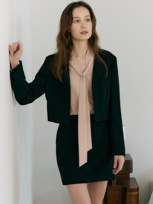 [Drama Signature] Cropped Tailored Blazer_4color