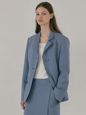 22Fall Tweed Line Blazer (Skyblue)