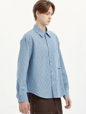 Scale texture shirt / Light blue
