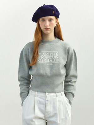 W CLASSIC LOGO CROP KNIT melange gray