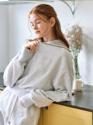 FAB Half Zip-up Sweatshirt_Melange Grey