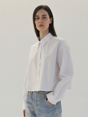 Poplin Cotton Crop Shirts - White
