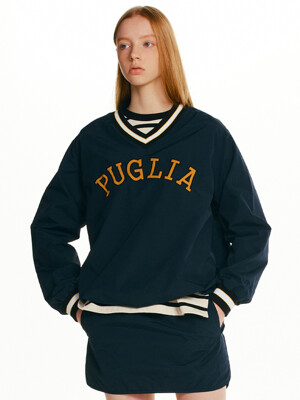 PUGLIA V-neck pullover windbreaker (Navy)