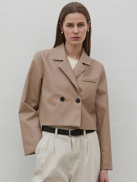 아우터 - 닉앤니콜 (NICK&NICOLE) - VEGAN DOUBLE CROP JACKET_BEIGE