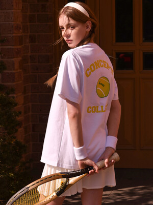 테니스볼 크루넥 화이트 반팔 티셔츠 (남녀공용)