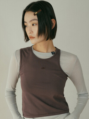 TIR UNBALANCE SLEEVELESS TOP BROWN