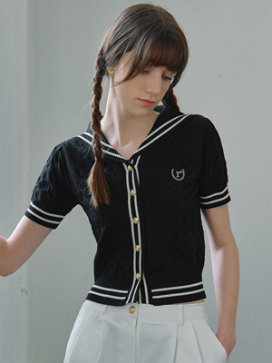 SAILOR HALF SLEEVE CARDIGAN BLACK