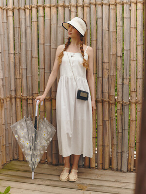 PINTUCK SLEEVELESS DRESS (off white)