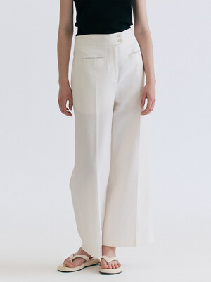 Linen Blend Wide Long Pants  White (WE3521T121)