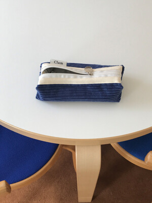 Clam round pencilcase _ Corduroy bluebird