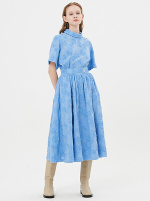 Flower Embroidery Dress / Blue