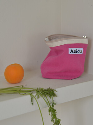 Aeiou Basic Pouch (M size) Watermelon Pink