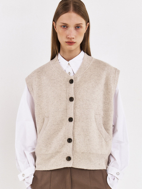 니트 - 하시 (HACIE) - CASHMERE OVER-FIT KNIT VEST [2COLOR]