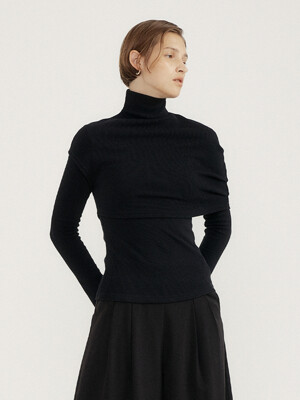 Two-way Cape Turtleneck Sleeve (set)(BLACK)