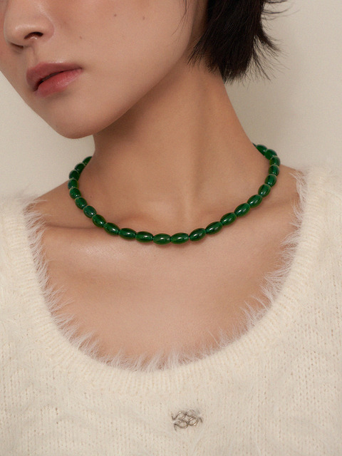 주얼리 - 지지 (geegee) - egg green onyx necklace