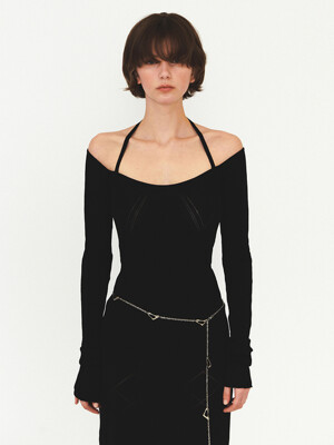 OFF SHOULDER STRAP KNIT (black)