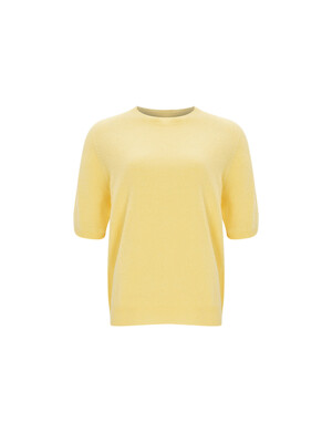 24SS 100% Wool Round Neck Sleeve Sweater - Yellow