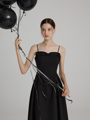 Hepburn Ribbon Bustier Dress(2color)