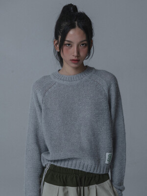 ALPACA SADDLE ROUND NECK KNIT_GRAY
