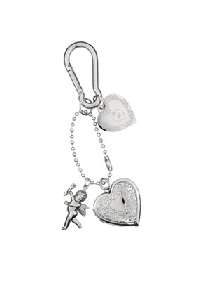 cupid heart keyring-silver