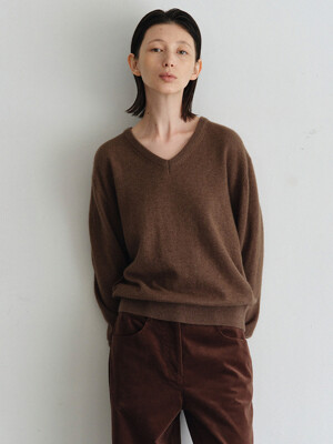 V-Neck Pull-Over Knit_Brown