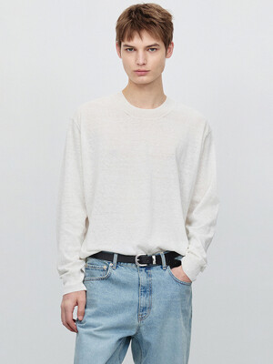 UNISEX SHEER CREWNECK SWEATER IVORY_M_UDSW5A106IV