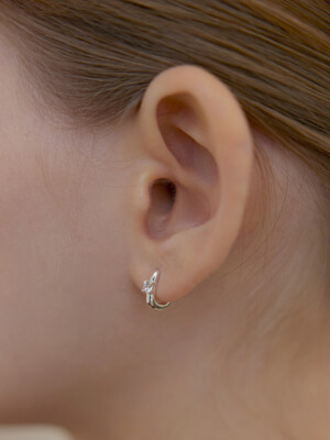 [6mm+10mm 진주귀걸이 증정] Clear point one-touch earring