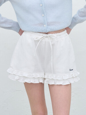 RUFFLE POINT COTTON SHORTS_WHITE