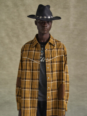 NOAH PATCH CHECK SHIRTS atb1238m(YELLOW)