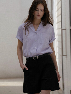 V-collar seersucker shirt KNSS03SH03_Purple