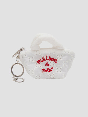 MAISON DE ROLA MINI BAG KEYRING WHITE