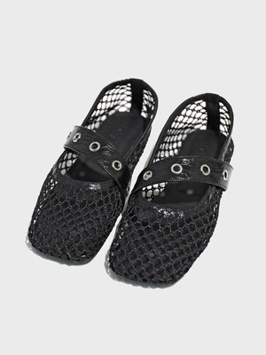 Aloof Eyelet Flat Shoes_Black